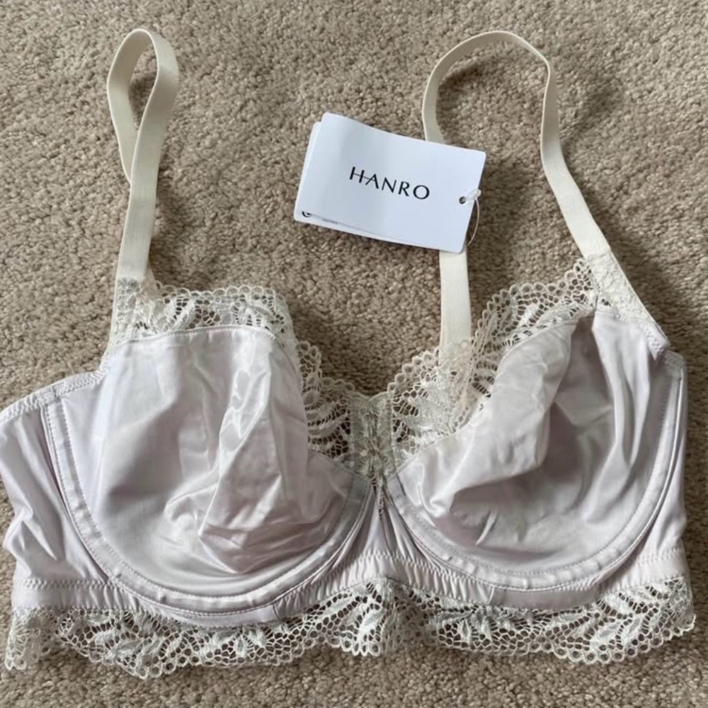 Hanro Satin & Lace Unlined Underwire Bra Size 36C